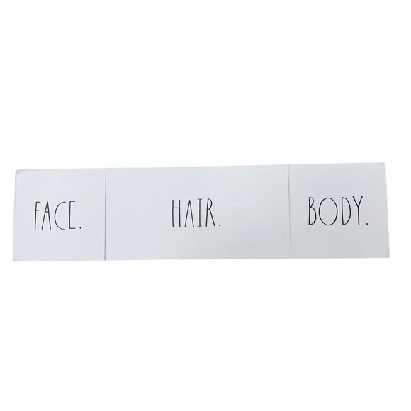 Rae Dunn White Wooden Organizer With FACE. HAIR. BODY. Compartments Perfect For - Picture 2 of 10